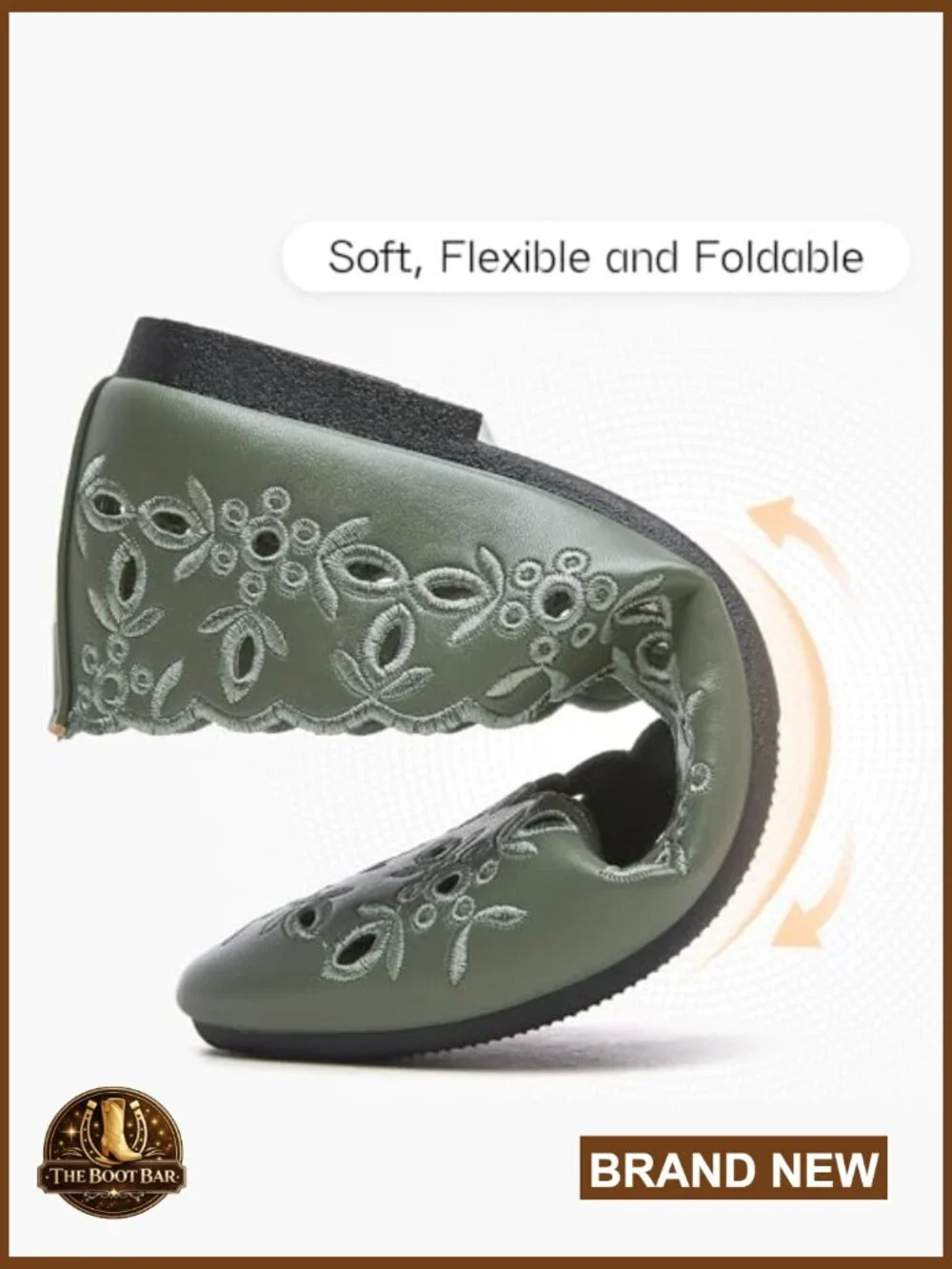 Women's Ballet Flats Slip On Shoes Round Toe PU Leather Flats with Floral